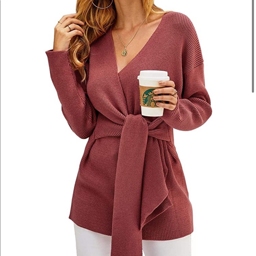 NWOT Amazon Rust Color Wrap Sweater Sz L